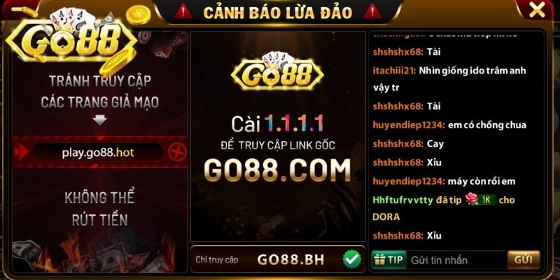 Cập nhật link chính thức Go88bh của cổng game Go88